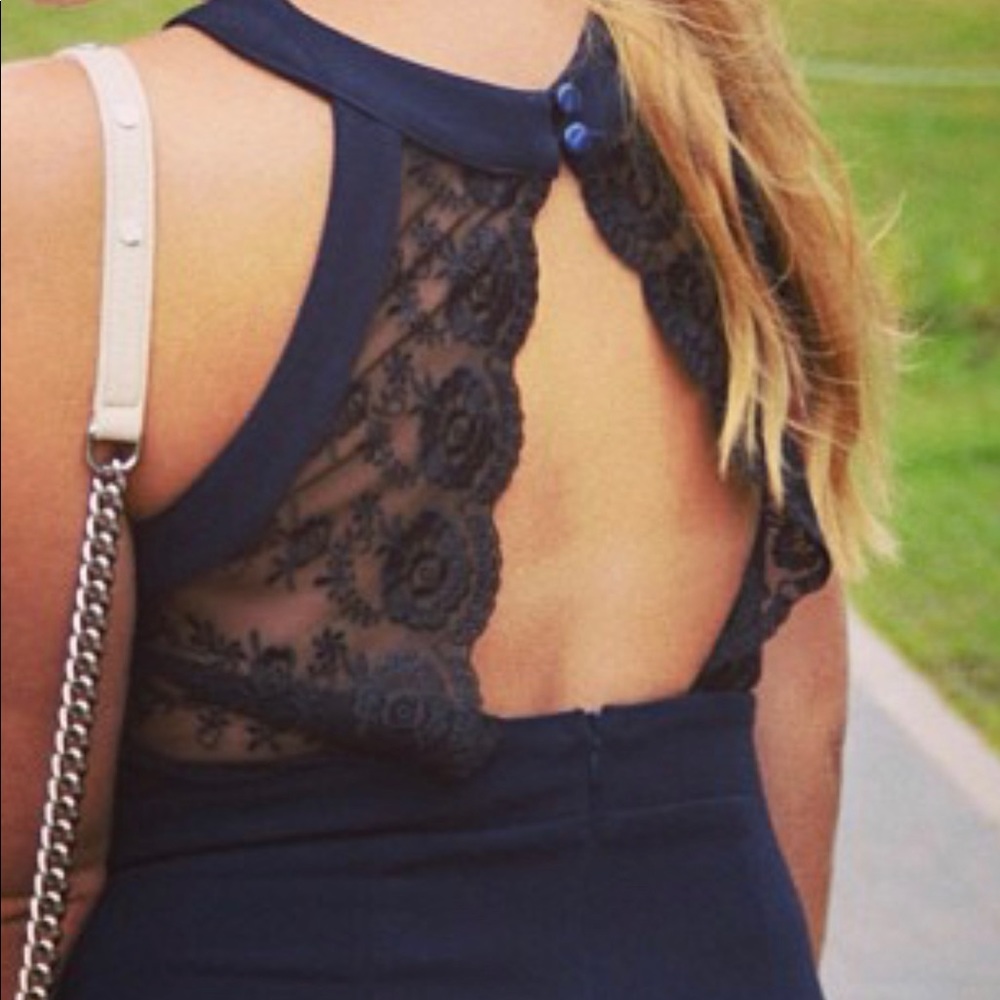 Open back lace romper